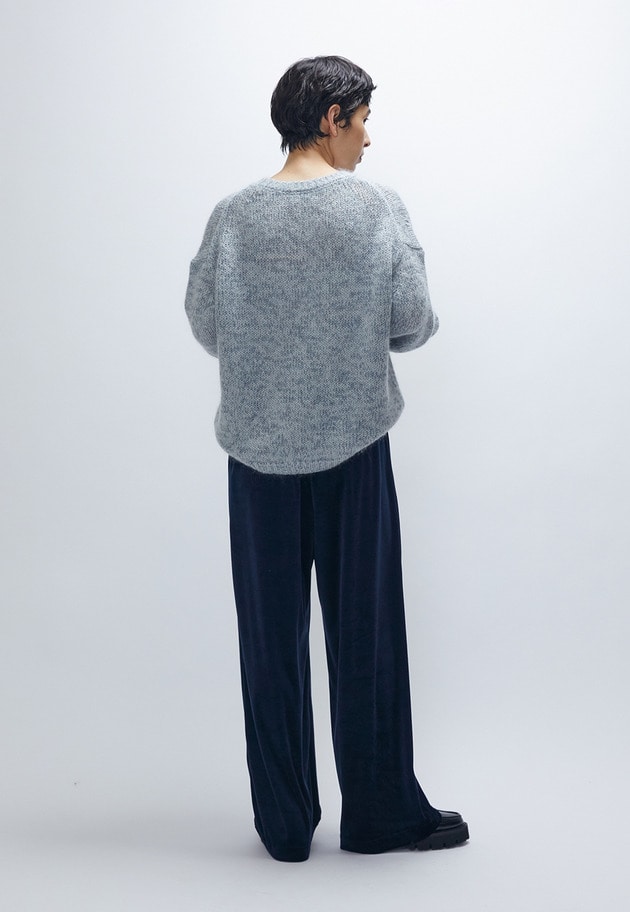 モヘアラメリリヤーンクルーネックニット 詳細画像 Gray 6