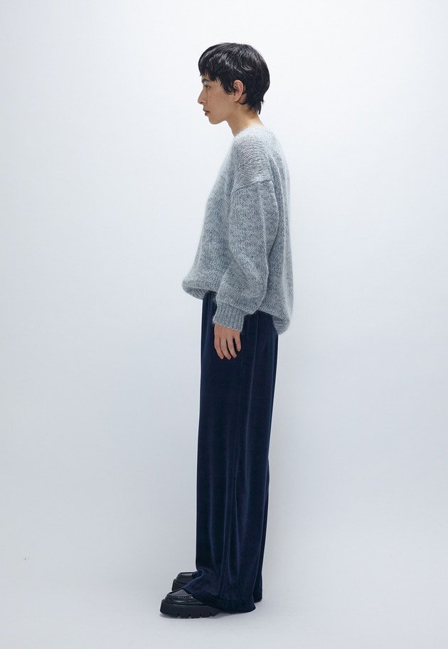 モヘアラメリリヤーンクルーネックニット 詳細画像 Gray 7