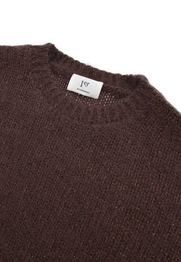 モヘアラメリリヤーンクルーネックニット 詳細画像 Brown 13