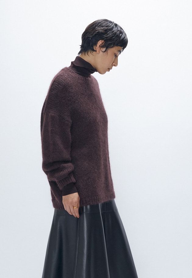 モヘアラメリリヤーンクルーネックニット 詳細画像 Brown 2