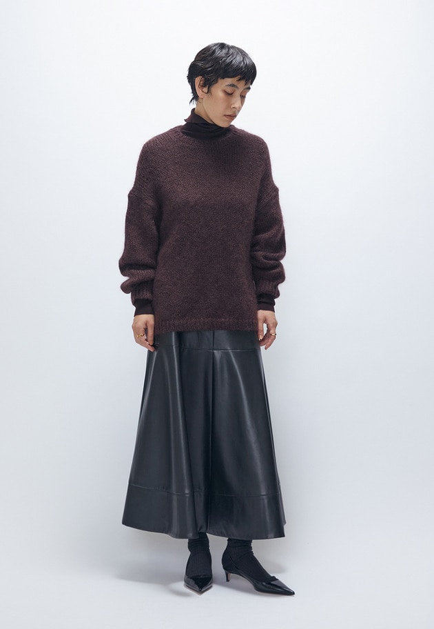 モヘアラメリリヤーンクルーネックニット 詳細画像 Brown 3