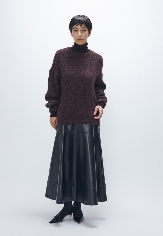 モヘアラメリリヤーンクルーネックニット 詳細画像 Brown 4