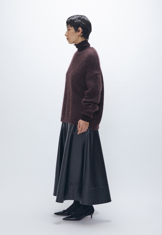 ドゥロワー ラメ5ゲージクルーネックニットケリー ドゥロワー ラメ5ゲージクルーネックニットケリー