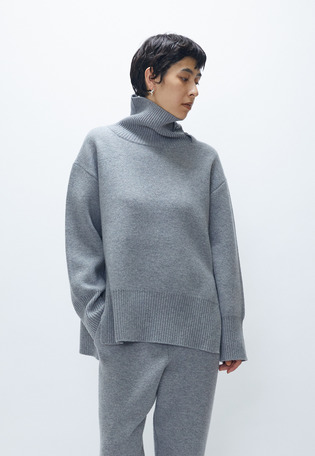 ウールカシミアダブルフェイスボトルネックニット