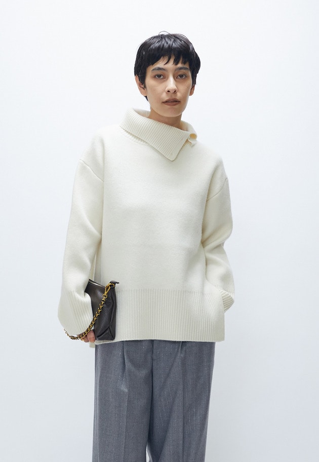 ウールカシミアダブルフェイスボトルネックニット 詳細画像 Offwhite 1