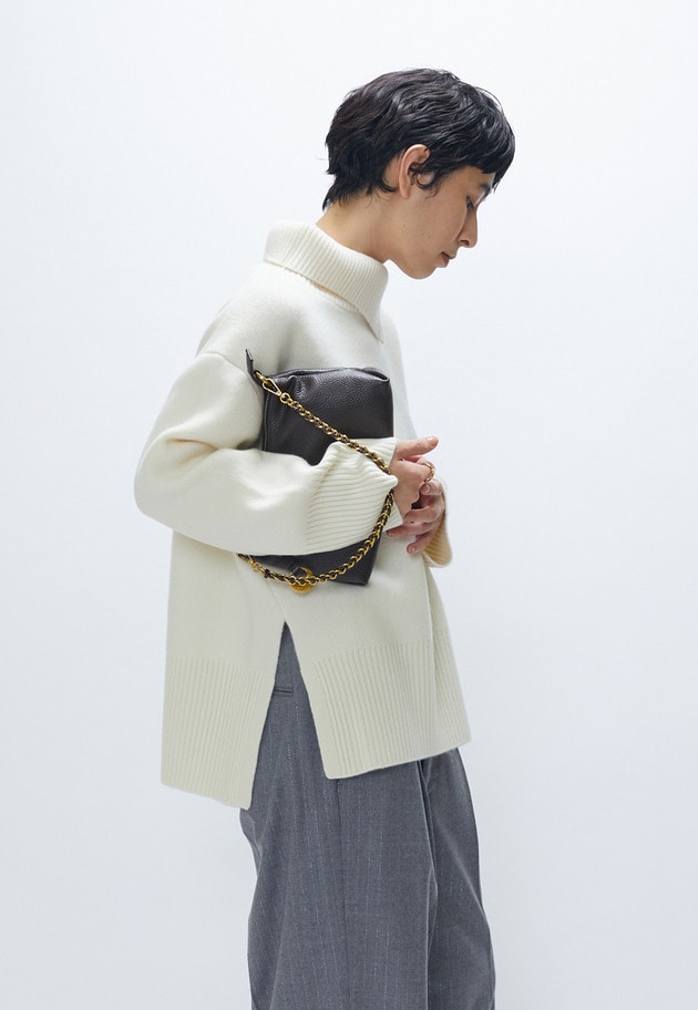 ウールカシミアダブルフェイスボトルネックニット 詳細画像 Offwhite 3