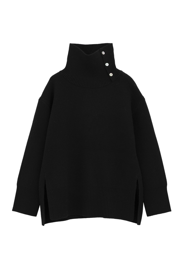 ウールカシミアダブルフェイスボトルネックニット 詳細画像 Black 11