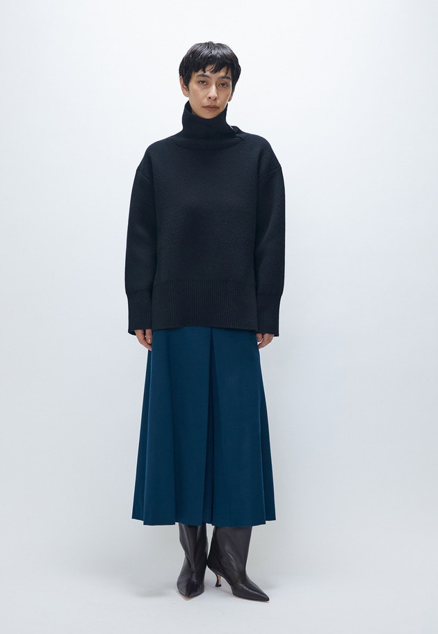 ウールカシミアダブルフェイスボトルネックニット 詳細画像 Black 3