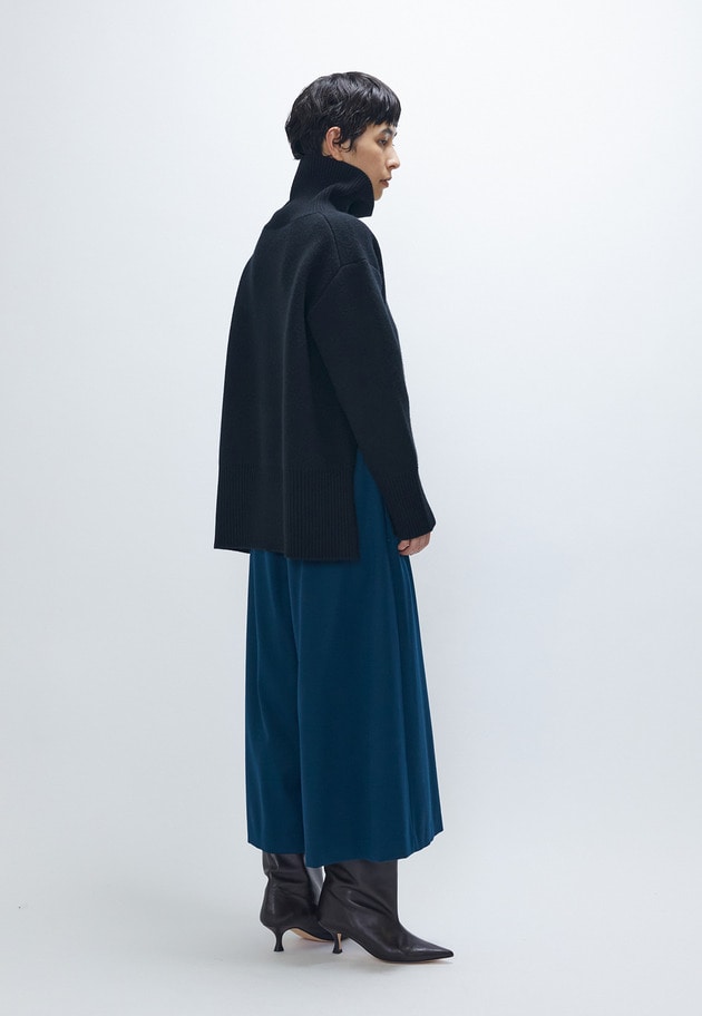 ウールカシミアダブルフェイスボトルネックニット 詳細画像 Black 5