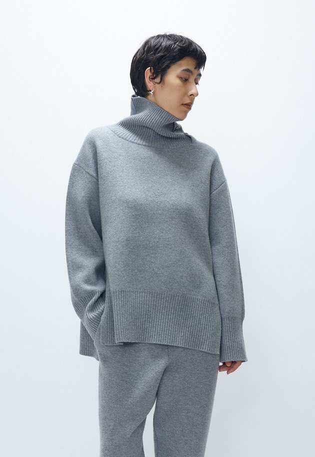 予約】ウールカシミアダブルフェイスボトルネックニット】｜1er