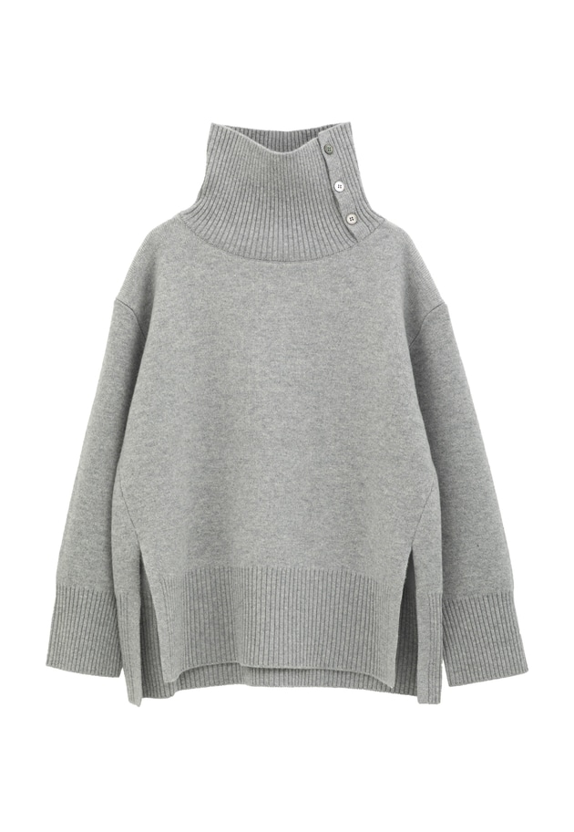 ウールカシミアダブルフェイスボトルネックニット 詳細画像 Light gray 11