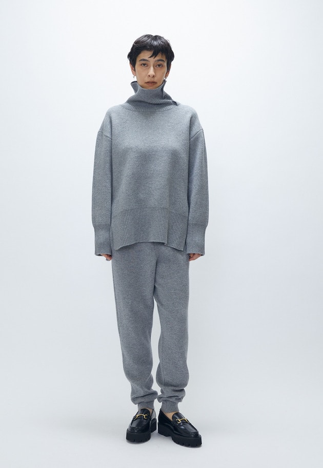 ウールカシミアダブルフェイスボトルネックニット 詳細画像 Light gray 3