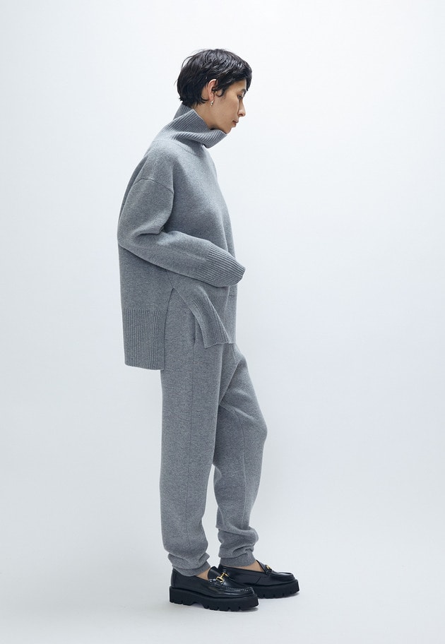 ウールカシミアダブルフェイスボトルネックニット 詳細画像 Light gray 4