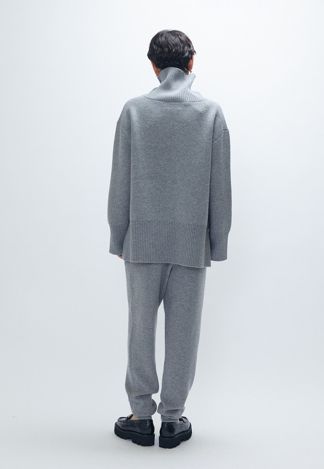 ウールカシミアダブルフェイスボトルネックニット 詳細画像 Light gray 5