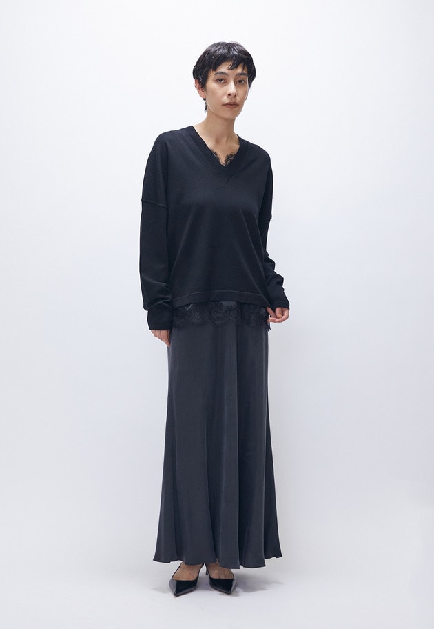 スーパーファインＶネックプルオーバー 詳細画像 Black 2