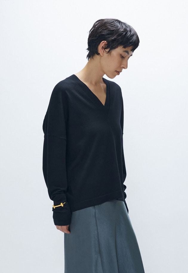 スーパーファインＶネックプルオーバー 詳細画像 Black 5