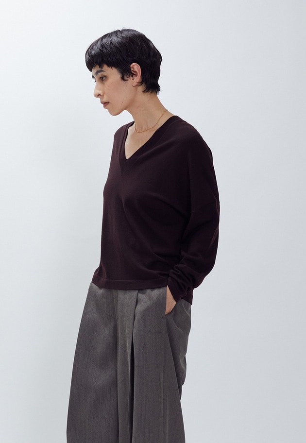 スーパーファインＶネックプルオーバー 詳細画像 Bordeaux 3