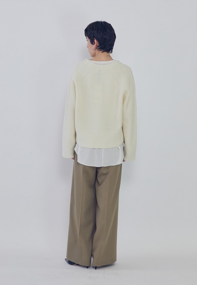 ウールナイロン畦Vネックプルオーバー 詳細画像 Offwhite 3
