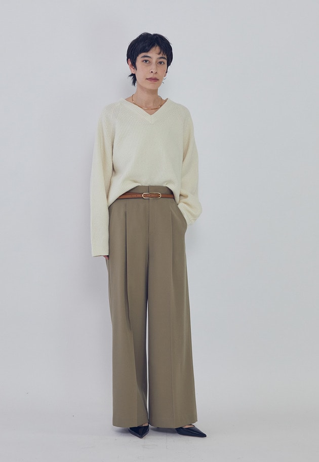 ウールナイロン畦Vネックプルオーバー 詳細画像 Offwhite 5