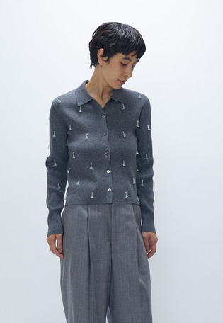 フラワービジューニットシャツ