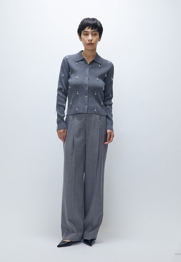 フラワービジューニットシャツ 詳細画像 Charcoal 5