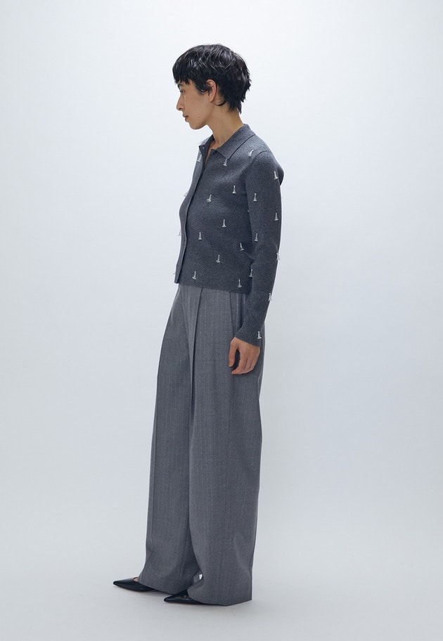 フラワービジューニットシャツ 詳細画像 Charcoal 7