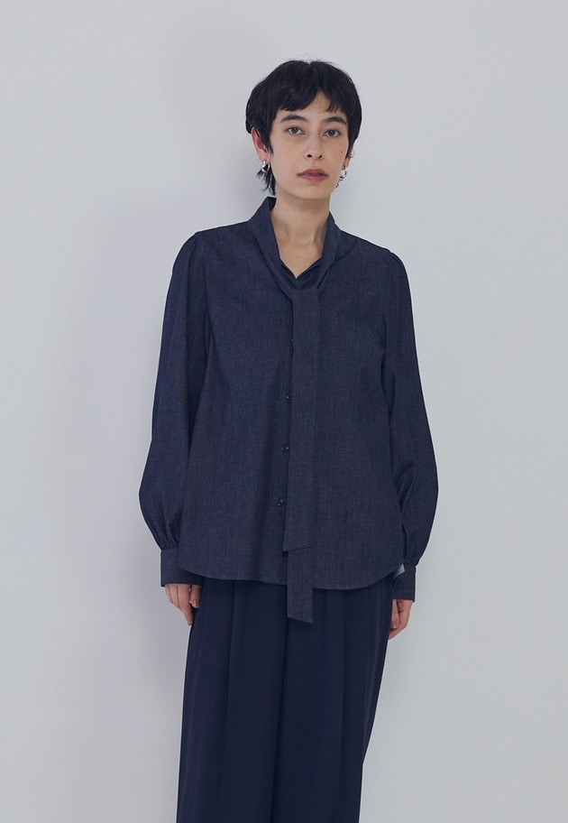【予約】ライトデニムボウタイブラウス 詳細画像 Indigo 1