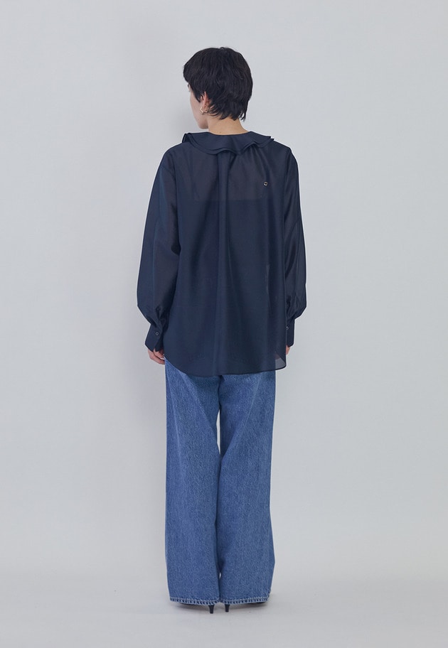 ラッフルＶネックブラウス 詳細画像 Navy 5