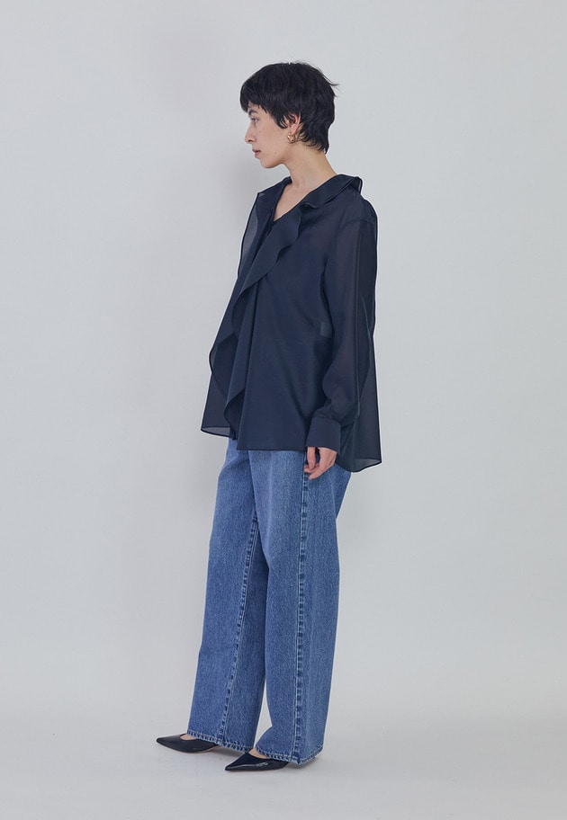 ラッフルＶネックブラウス 詳細画像 Navy 6