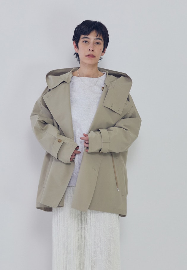 1er Arrondissement タフタショートトレンチコート　ベルト VACHEMENT×1er Arrondissement＞別注リサイクルシェルタフタ