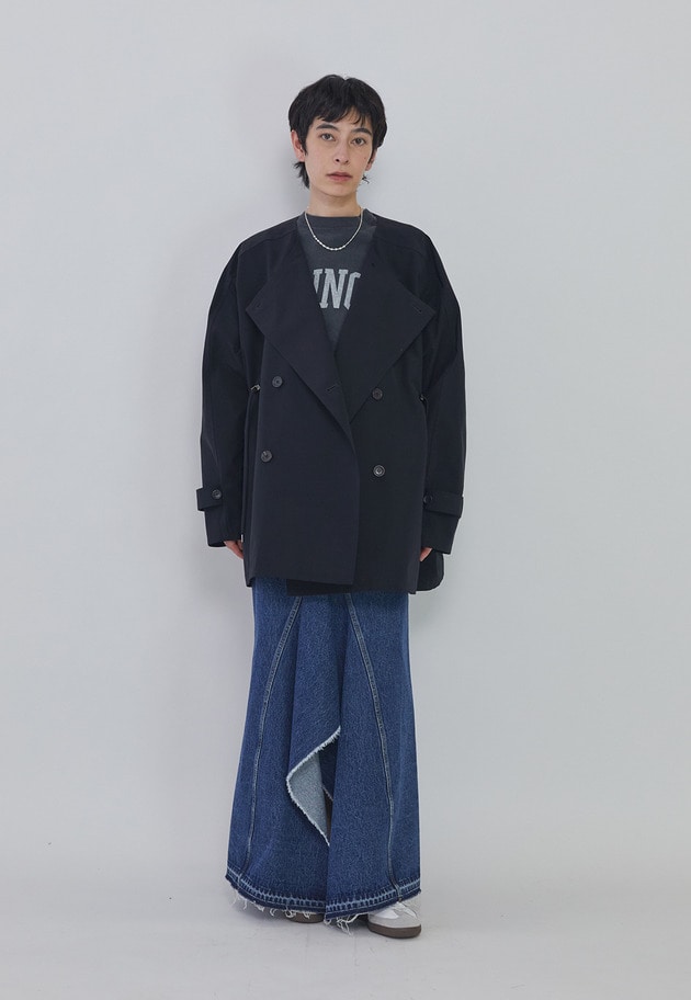 ＜VACHEMENT&times;1er Arrondissement＞別注リサイクルシェルタフタショートトレンチコート 詳細画像 Navy 2