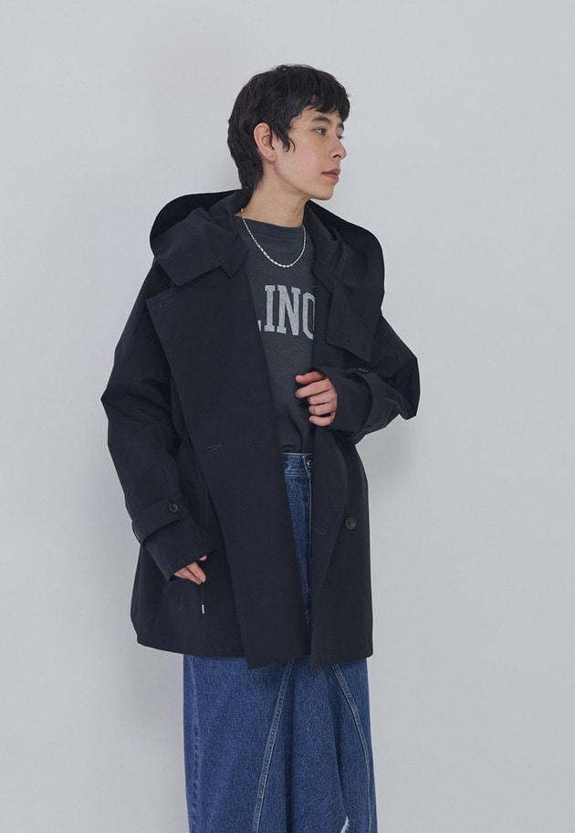 ＜VACHEMENT&times;1er Arrondissement＞別注リサイクルシェルタフタショートトレンチコート 詳細画像 Navy 5