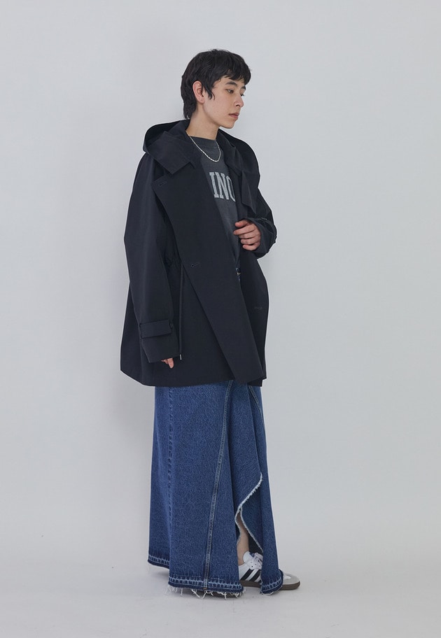 ＜VACHEMENT&times;1er Arrondissement＞別注リサイクルシェルタフタショートトレンチコート 詳細画像 Navy 8