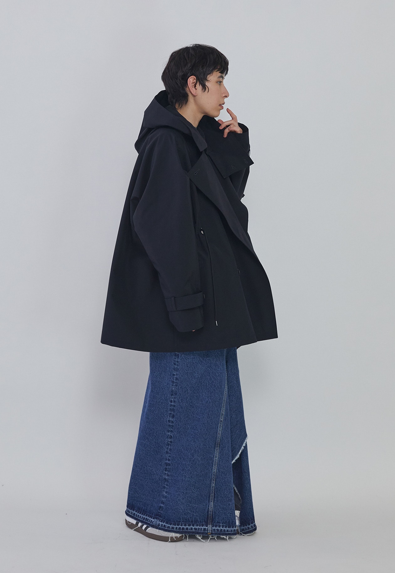 1er Arrondissement タフタショートトレンチコート　ベルト VACHEMENT×1er Arrondissement＞別注リサイクルシェルタフタ