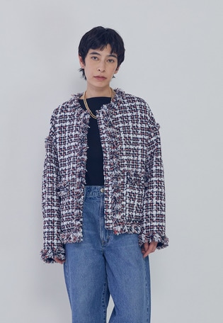 TORNIERフリンジツイードジャケット