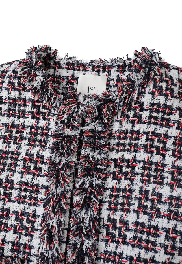 TORNIERフリンジツイードジャケット 詳細画像 Navy 10