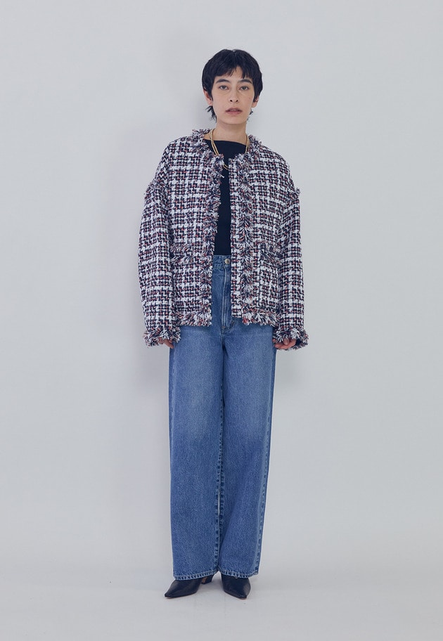 TORNIERフリンジツイードジャケット 詳細画像 Navy 4