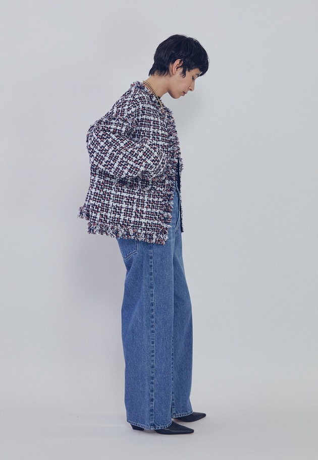 TORNIERフリンジツイードジャケット 詳細画像 Navy 5