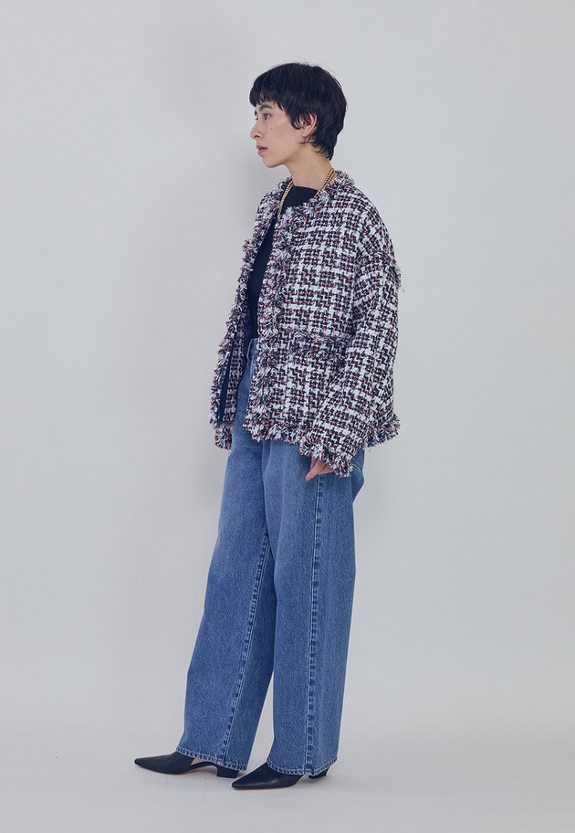 TORNIERフリンジツイードジャケット 詳細画像 Navy 7