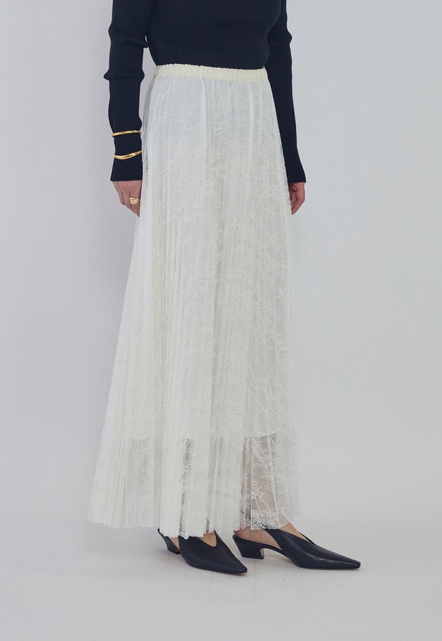 レースアコーディオンスカート 詳細画像 White 1