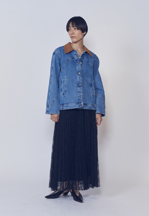 レースアコーディオンスカート 詳細画像 Black 3