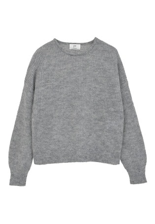 ウールモヘア畦ニットプルオーバー