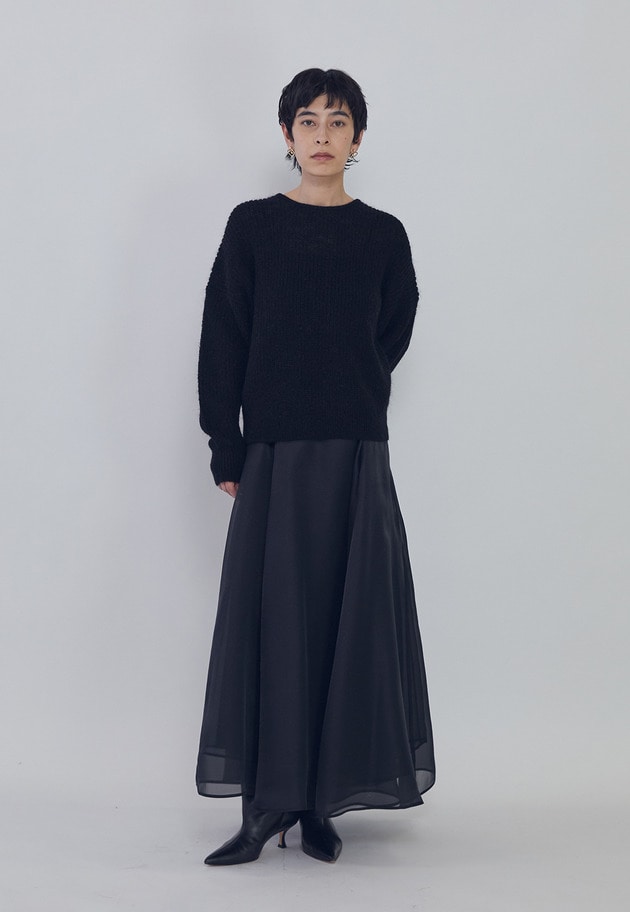 ウールモヘア畦ニットプルオーバー 詳細画像 Black 3