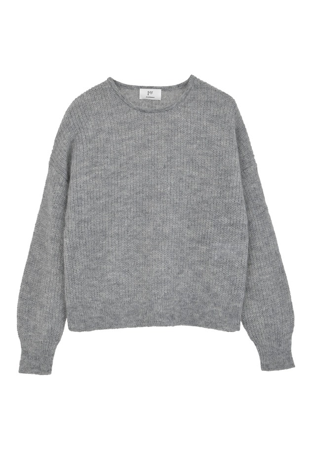 ウールモヘア畦ニットプルオーバー 詳細画像 Silver 1