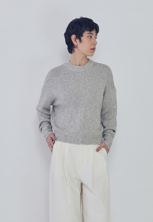 ラメノットスパンコールニットプルオーバー