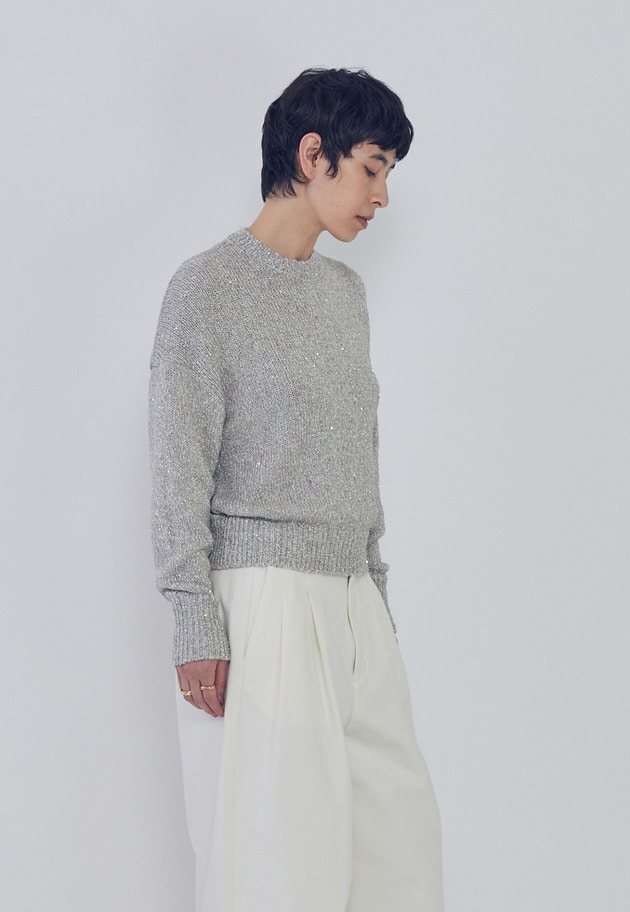 ラメノットスパンコールニットプルオーバー 詳細画像 Beige 2