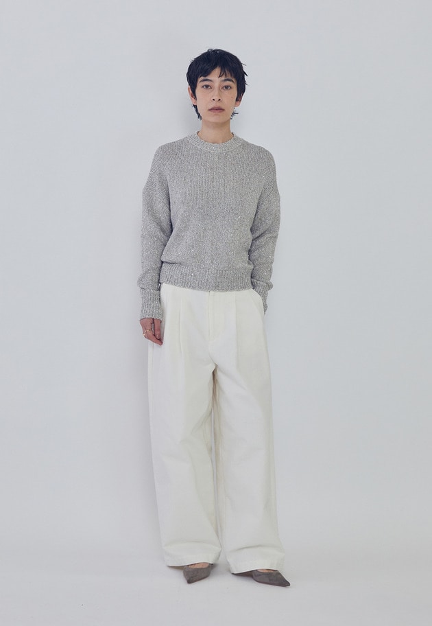 ラメノットスパンコールニットプルオーバー 詳細画像 Beige 3