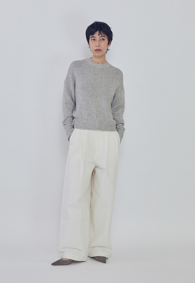 ラメノットスパンコールニットプルオーバー 詳細画像 Beige 4