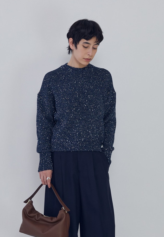 ラメノットスパンコールニットプルオーバー 詳細画像 Navy 1