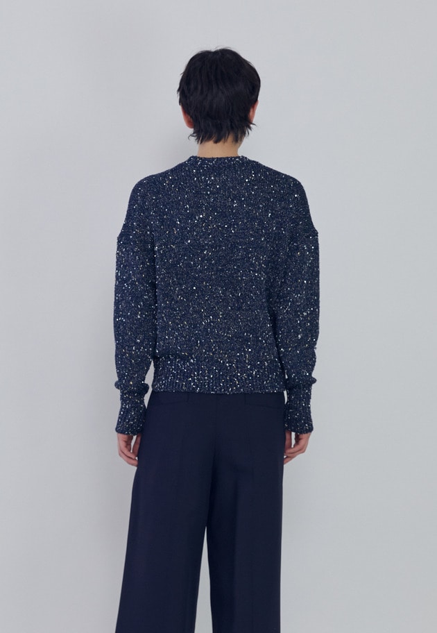 ラメノットスパンコールニットプルオーバー 詳細画像 Navy 2